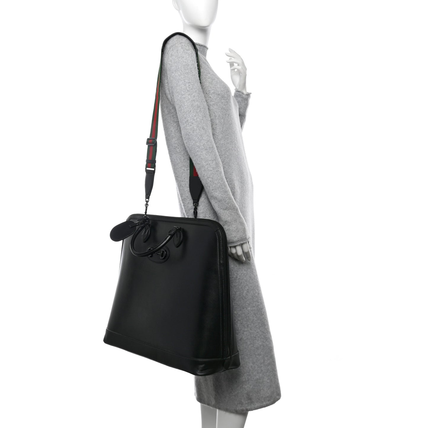 Boarded Plutone Calfskin Large Horsebit 1955 Duffle Bag Black