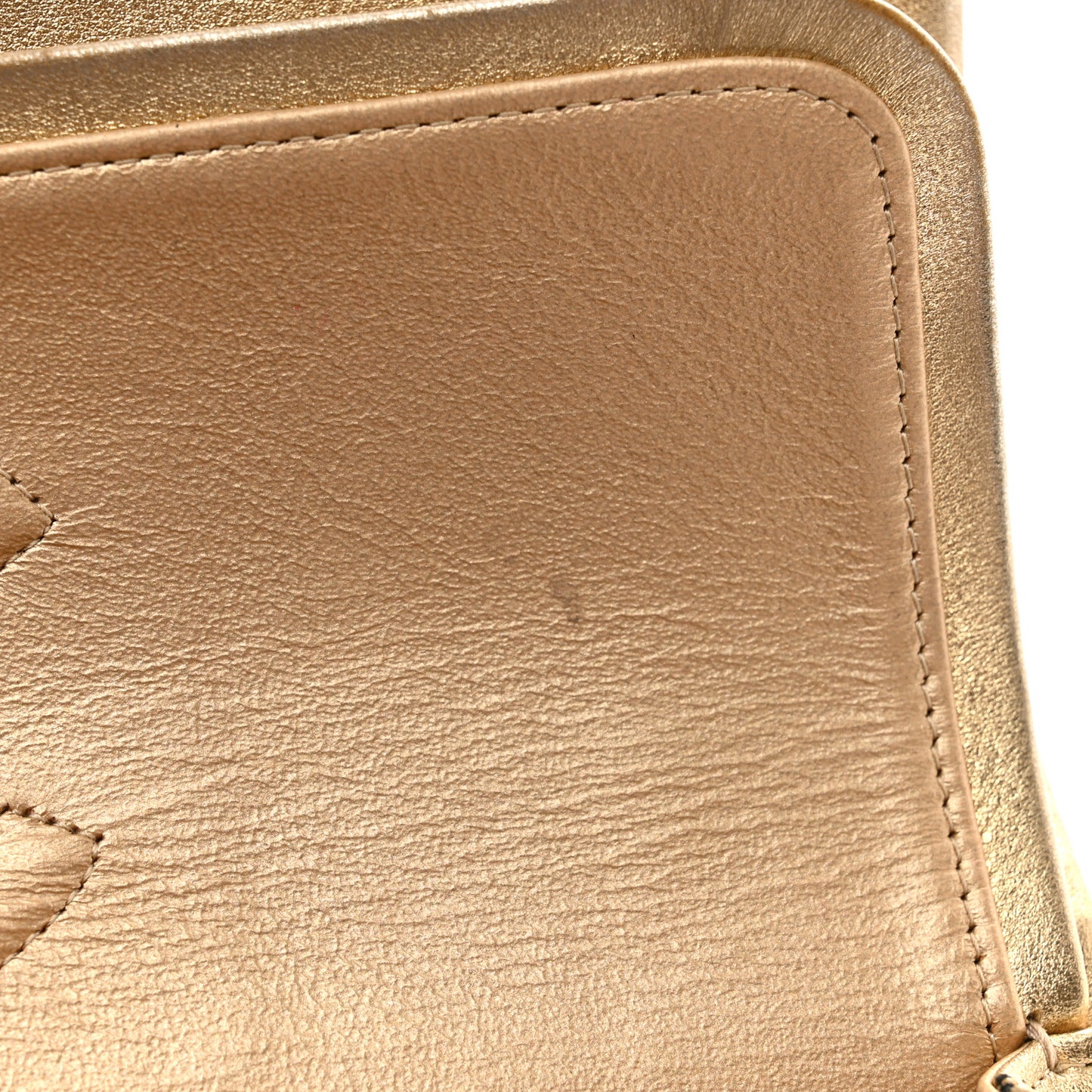 Metallic Washed Lambskin Quilted Medium Double Flap Dark Gold Black