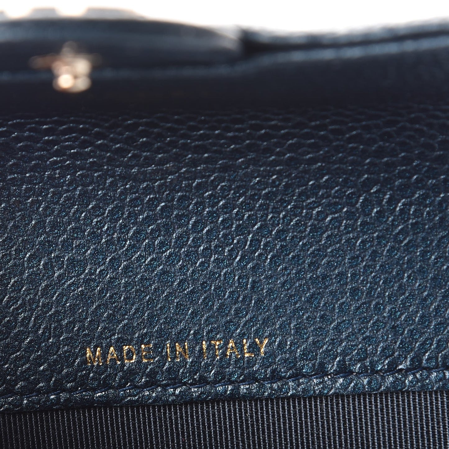 Metallic Caviar Quilted Flap Card Holder Dark Blue