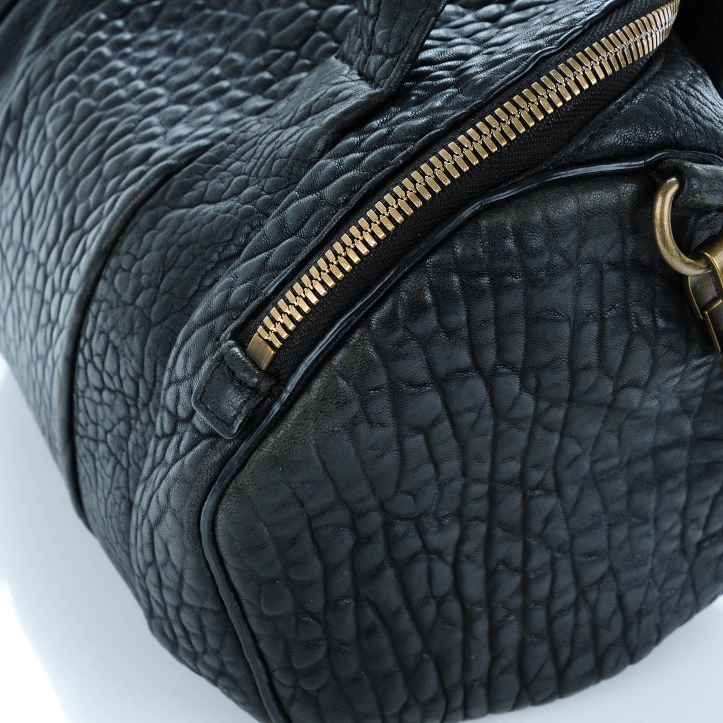 Pebbled Lambskin Rockie Black Antique Brass Hardware