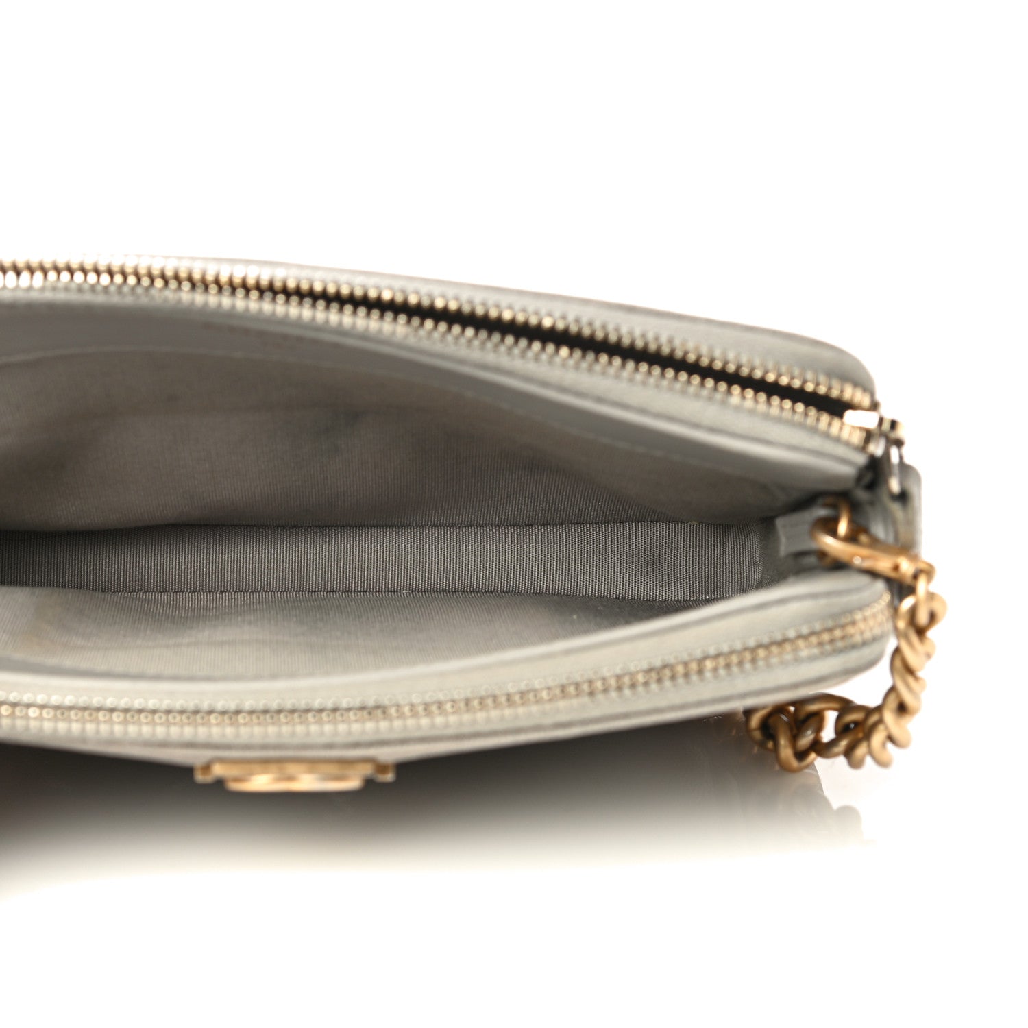 Chanel Caviar Quilted Small Boy Clutch With Chain Grey 6 of 16