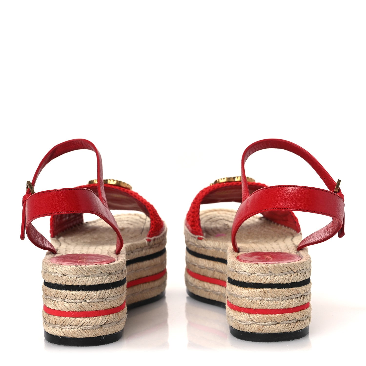 Gucci Cotton Malaga Kid Crochet Pearly GG Lilibeth Espadrille Platform Sandals 39 Hibiscus Red 6 of 11