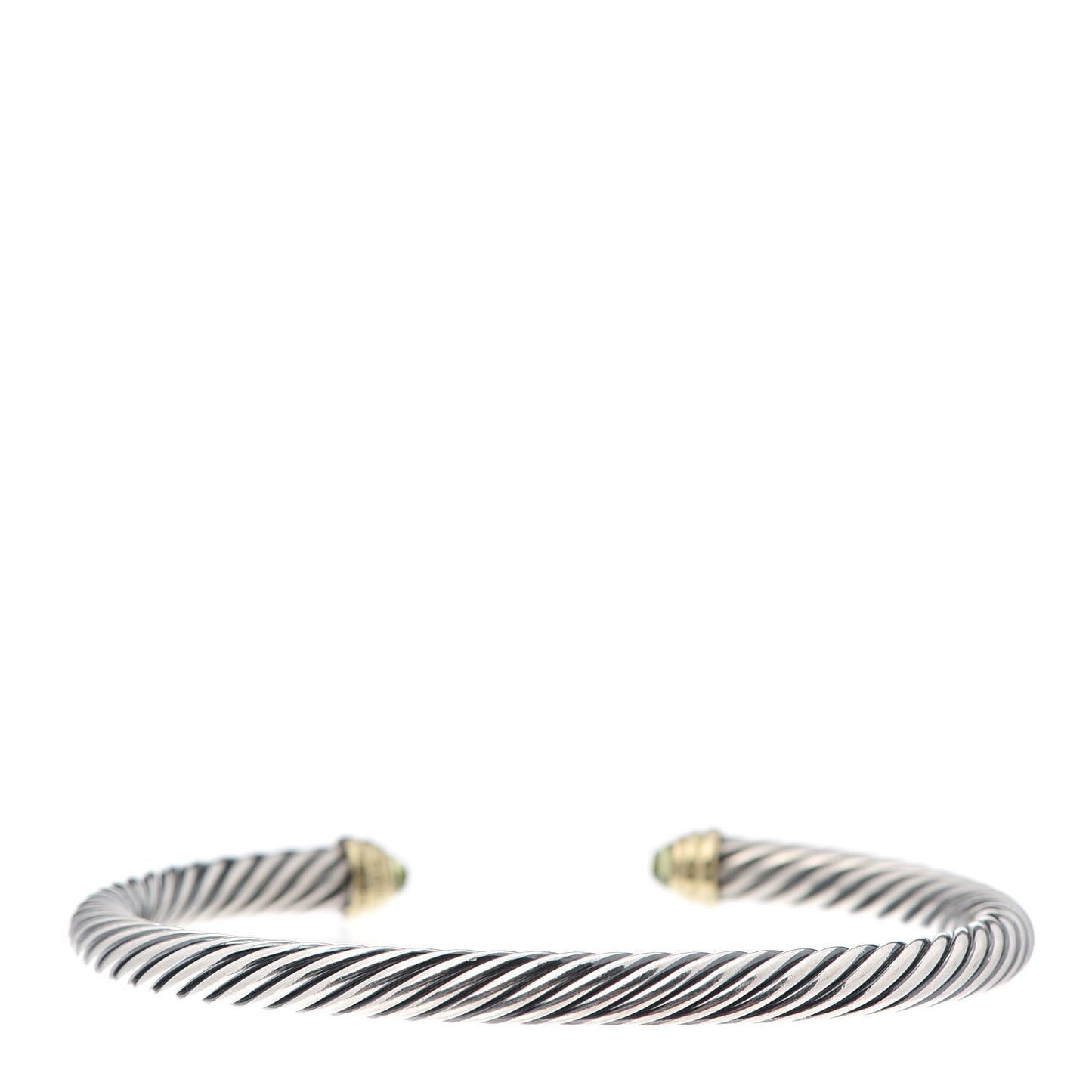 Sterling Silver 14K Yellow Gold Peridot 5mm Cable Classics Petite Color Bracelet