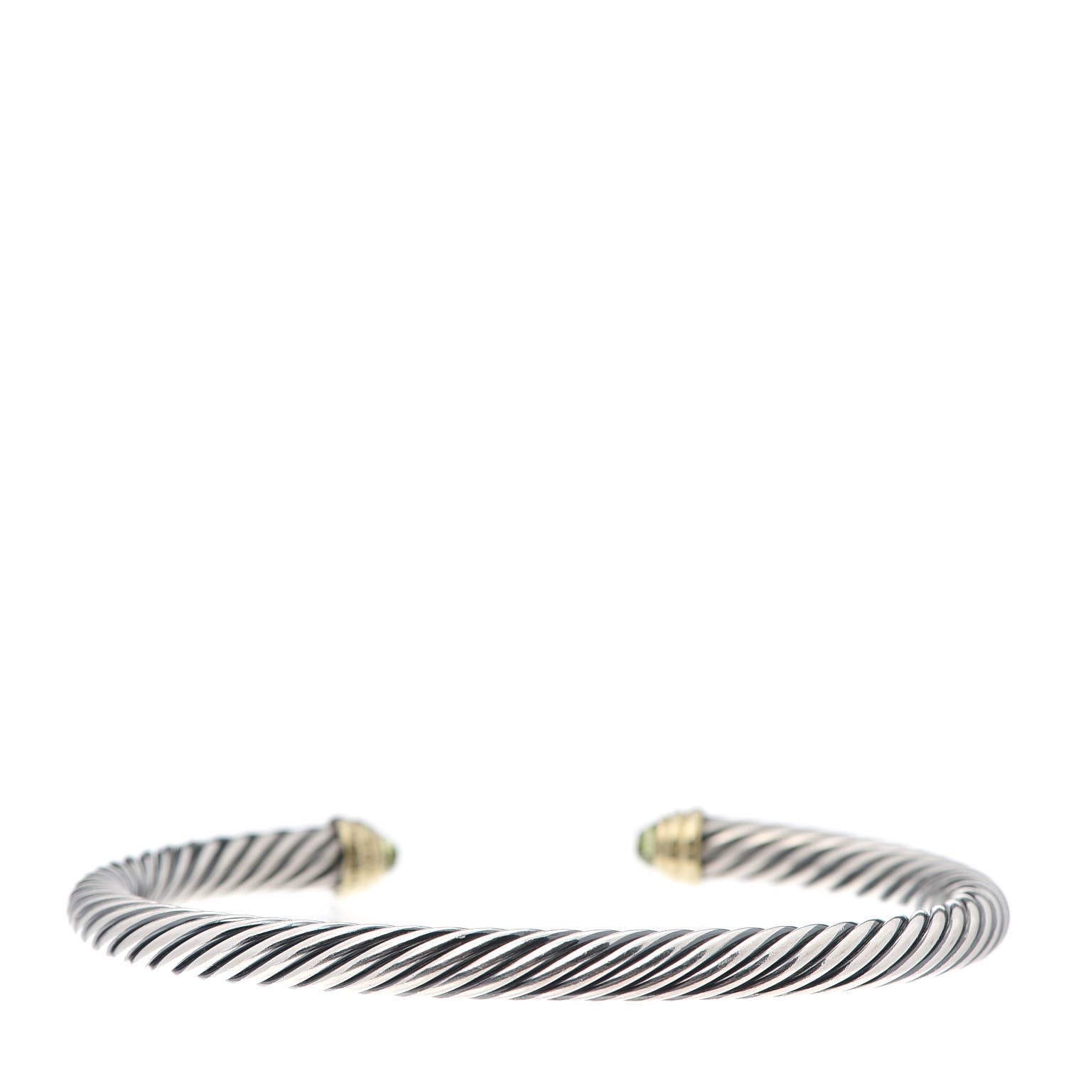 David Yurman Sterling Silver 14K Yellow Gold Peridot 5mm Cable Classics Petite Color Bracelet 3 of 4