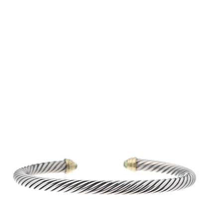 David Yurman Sterling Silver 14K Yellow Gold Peridot 5mm Cable Classics Petite Color Bracelet 3 of 4