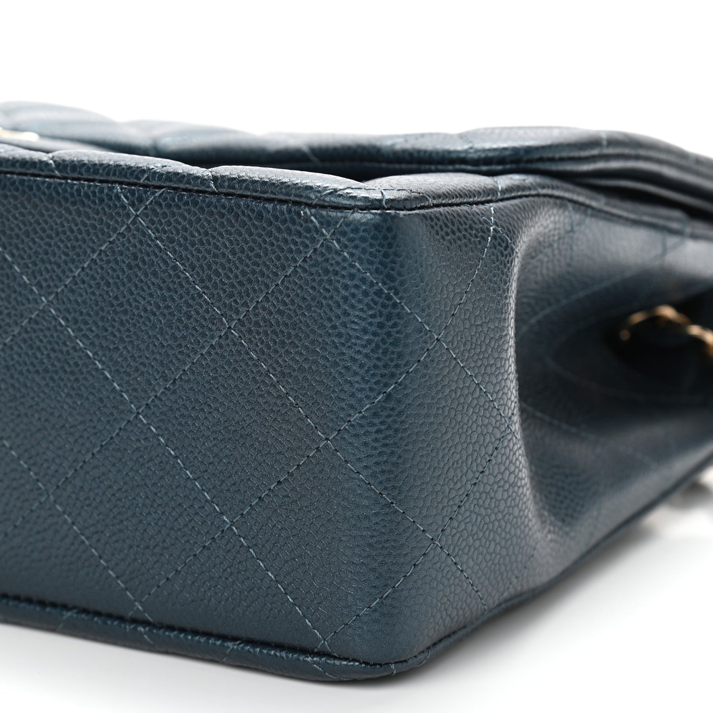 Metallic Caviar Quilted Jumbo Double Flap Dark Blue