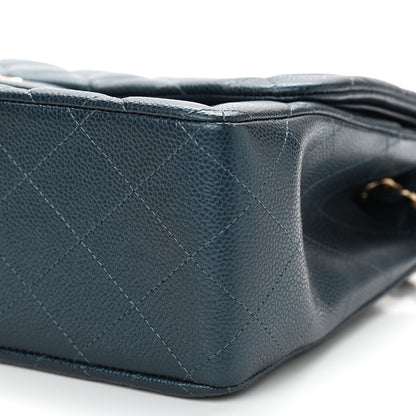 Chanel Metallic Caviar Quilted Jumbo Double Flap Dark Blue 9 of 10