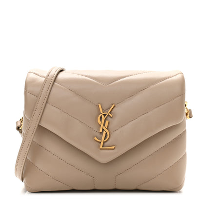 Saint Laurent Calfskin Y Quilted Monogram Toy Loulou Crossbody Bag Dark Beige 1 of 10