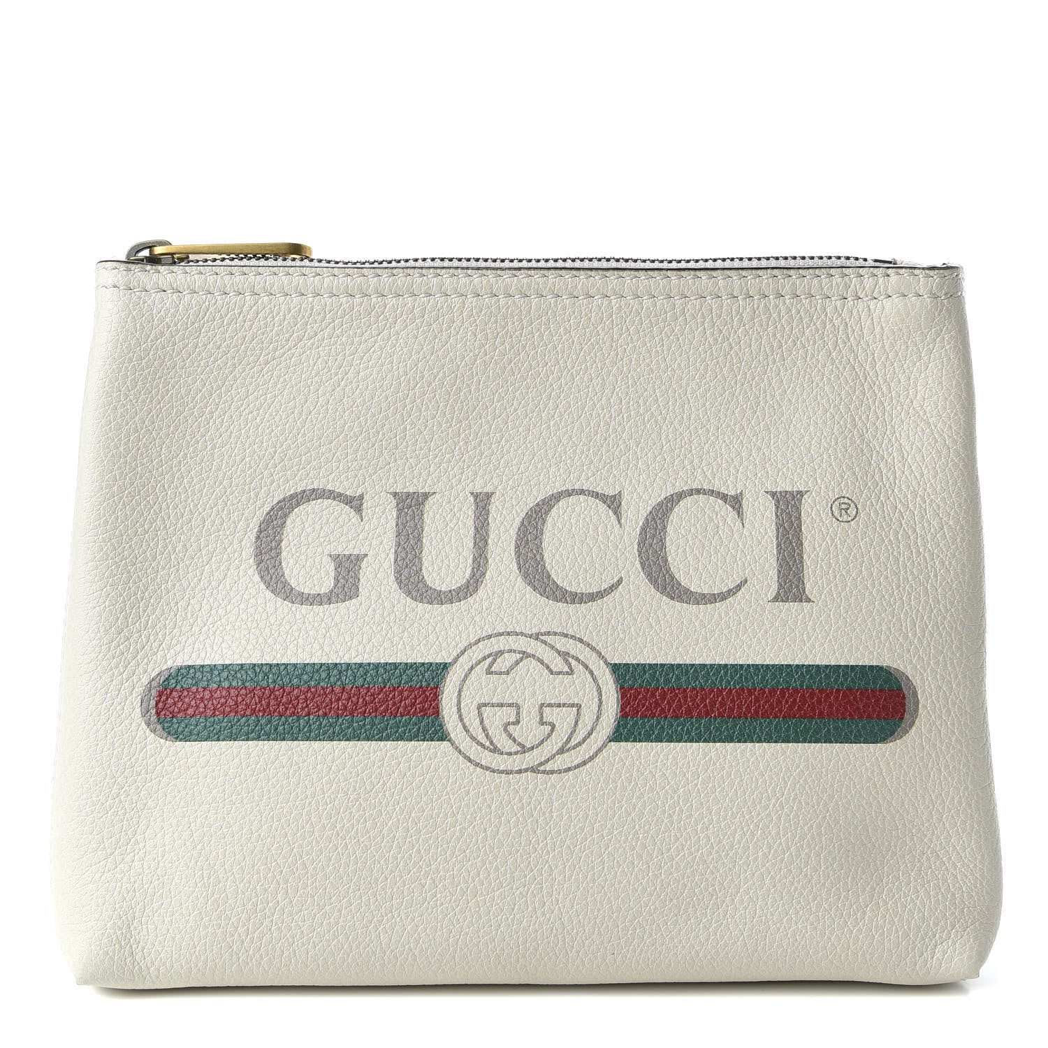 Gucci Pebbled Calfskin Medium Logo Portfolio Clutch White 1 of 7
