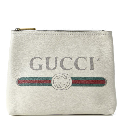 Gucci Pebbled Calfskin Medium Logo Portfolio Clutch White 1 of 7