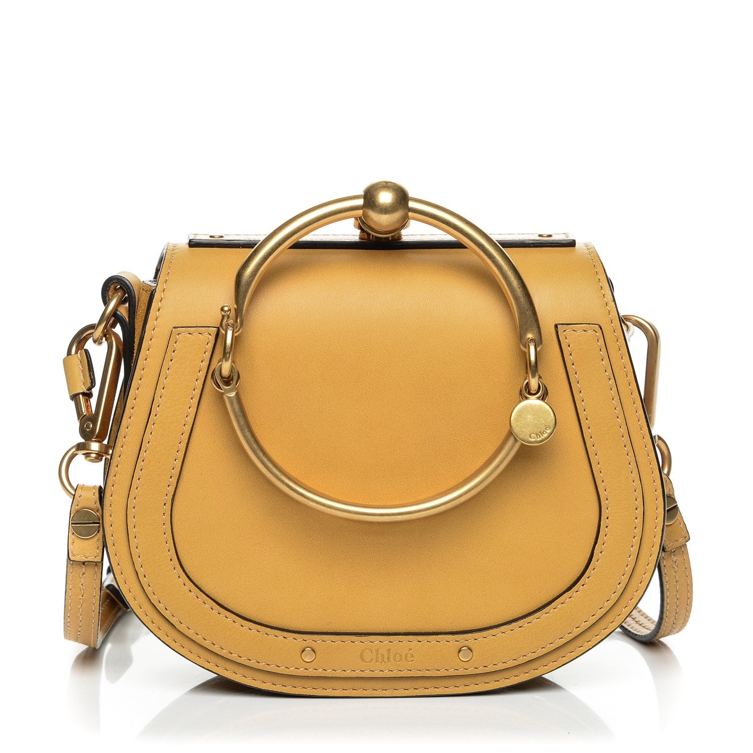 Chloe Calfskin Suede Small Nile Bracelet Bag Dusty Yellow 1 of 8