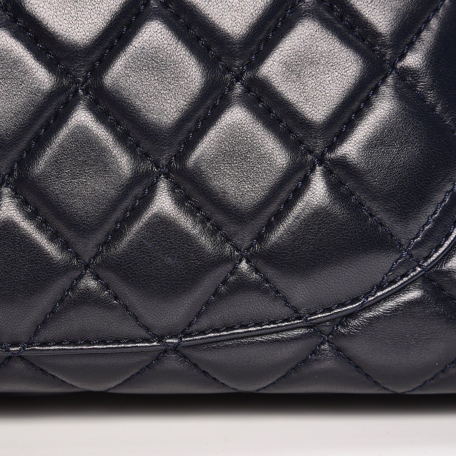 Chanel Lambskin Quilted Large Now and Forever Flap Navy 8 of 8