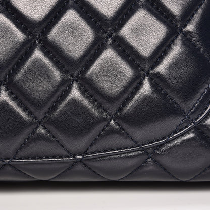 Chanel Lambskin Quilted Large Now and Forever Flap Navy 8 of 8