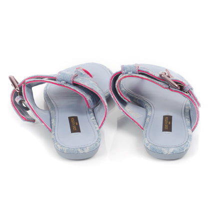 Louis Vuitton Bleached Denim Rosa Thong Sandals 37 3 of 9