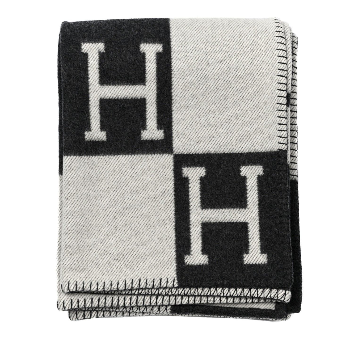 Wool Cashmere Avalon Blanket Ecru Gris Fonce
