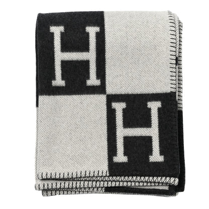 Hermes Wool Cashmere Avalon Blanket Ecru Gris Fonce 1 of 3