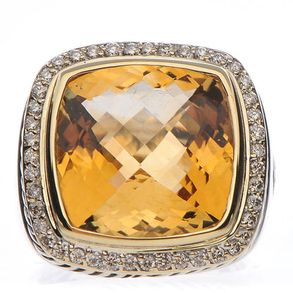 David Yurman Sterling Silver 18K Yellow Gold Diamond Champagne Citrine 14mm Albion Ring 52 6 1 of 5