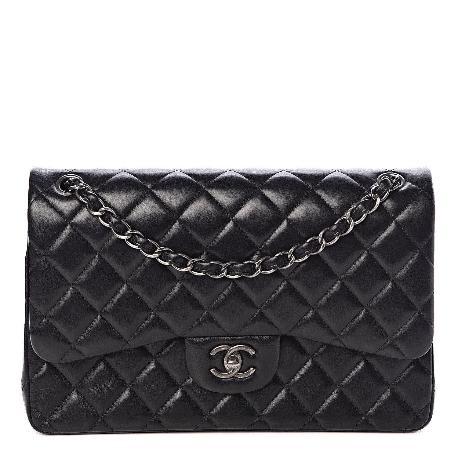 Chanel Lambskin Quilted Jumbo Double Flap Black 1 of 10