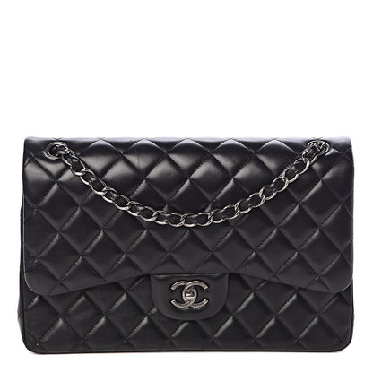 Chanel Lambskin Quilted Jumbo Double Flap Black 1 of 10