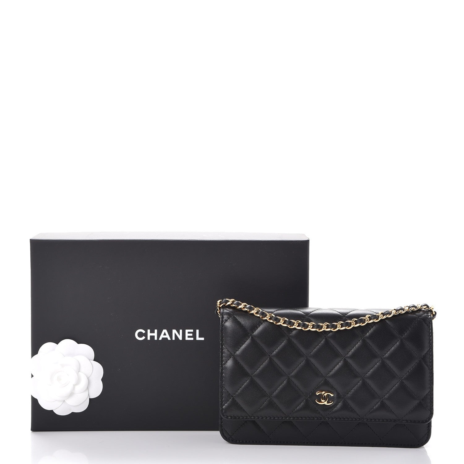 Chanel Lambskin Quilted Wallet On Chain WOC Black 9 of 9