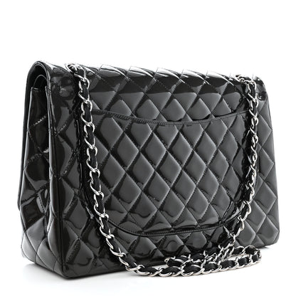 Chanel Striated Patent Quilted Maxi Double Flap Black 3 of 14