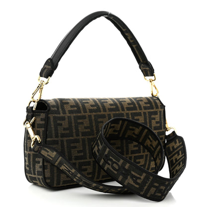 Fendi Fabric Jacquard FF 1974 Medium Baguette Tobacco Moro Black 3 of 10