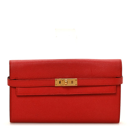 Hermes Chevre Mysore Kelly Longue Wallet Rouge Tomate 1 of 7