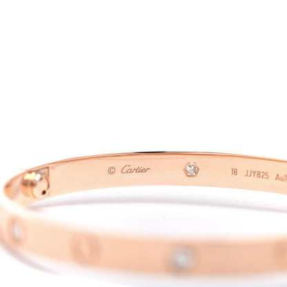 Cartier 18K Pink Gold 4 Diamond LOVE Bracelet 18 4 of 5