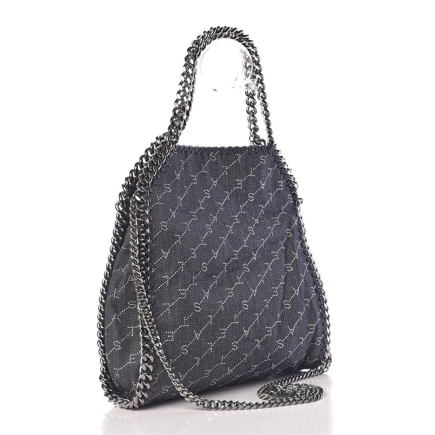 Denim Logo Mini Falabella Tote Navy