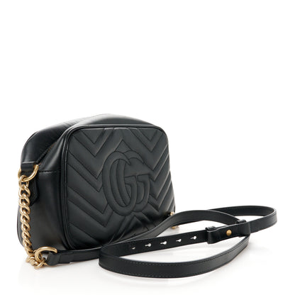 Gucci Calfskin Matelasse Small GG Marmont Chain Shoulder Bag Black 3 of 10