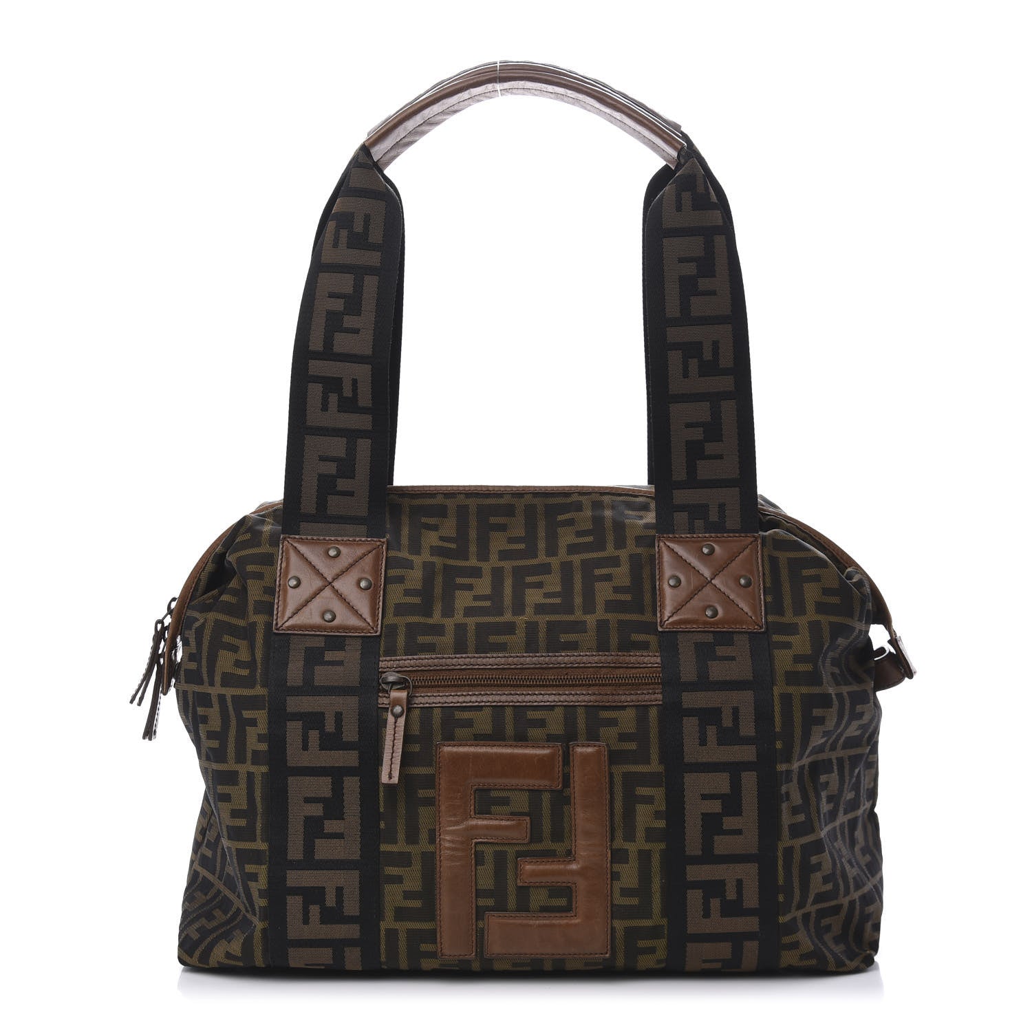 Fendi Zucca Vitello Patchwork Shoulder Bag Tobacco Sabbia 1 of 9