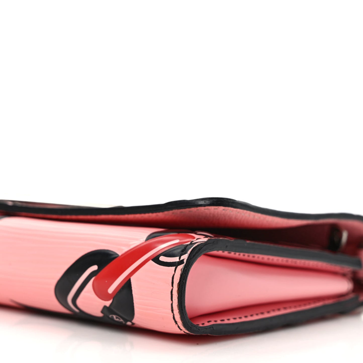 Epi Chain Flower Print Twist Chain Wallet Pink