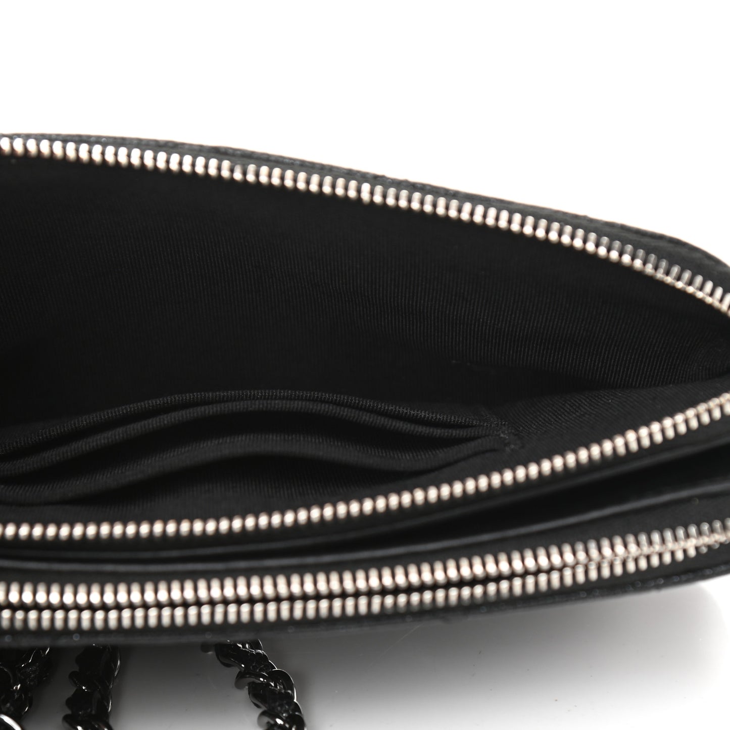 Iridescent Caviar Quilted Small Clutch With Chain Black
