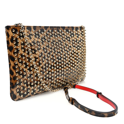 Christian Louboutin Patent Leopard Print Loubiposh Spiked Crossbody Clutch 3 of 9