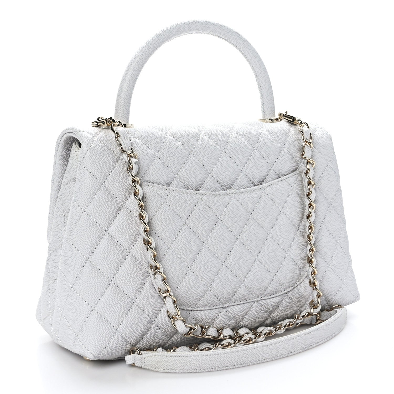 Chanel Caviar Quilted Small Coco Handle Flap Light Grey 3 of 9
