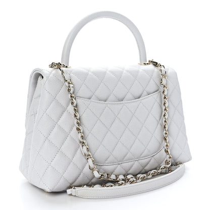 Chanel Caviar Quilted Small Coco Handle Flap Light Grey 3 of 9