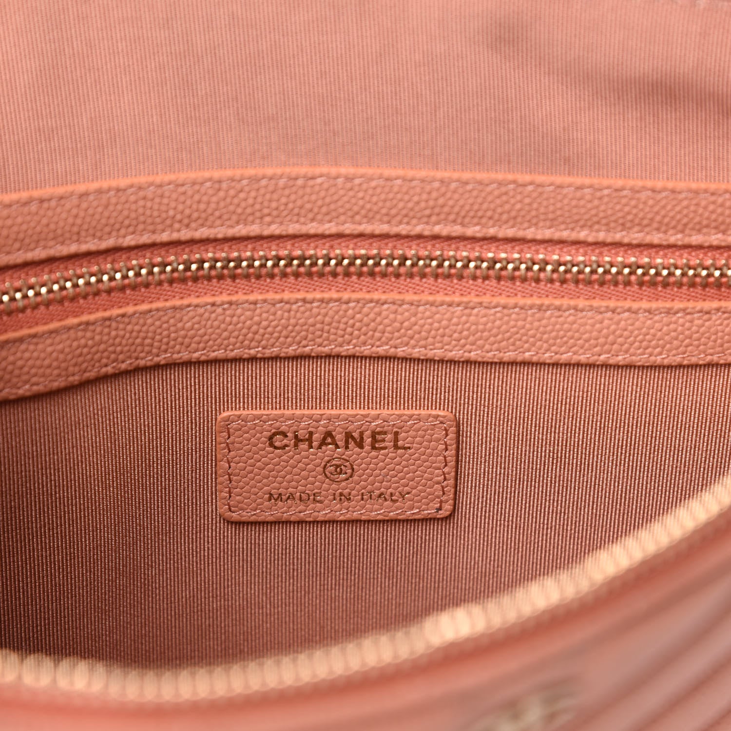 Chanel Caviar Chevron Quilted Ancient Greek Charms Medium Cosmetic Case Dark Beige 6 of 8