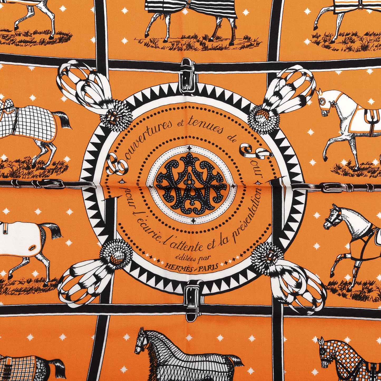 Cashmere Silk Couvertures Et Tenues de Jour Bandana Shawl 140 Orange Black White
