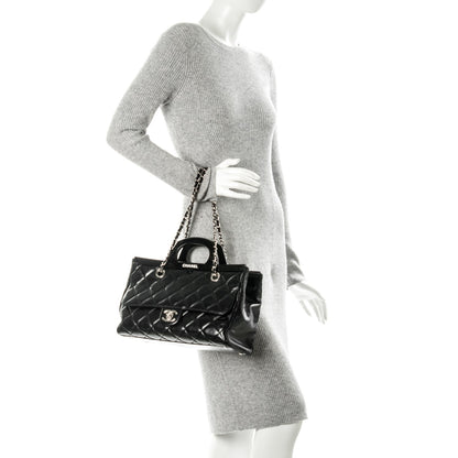 Chanel Glazed Calfskin Quilted Small CC Delivery Tote Black 2 of 10