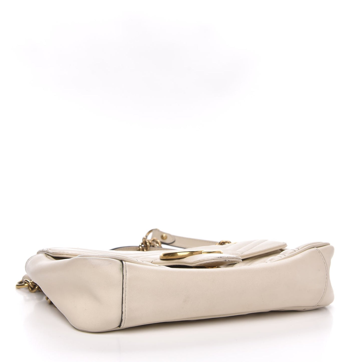 Calfskin Matelasse Small GG Marmont Shoulder Bag White