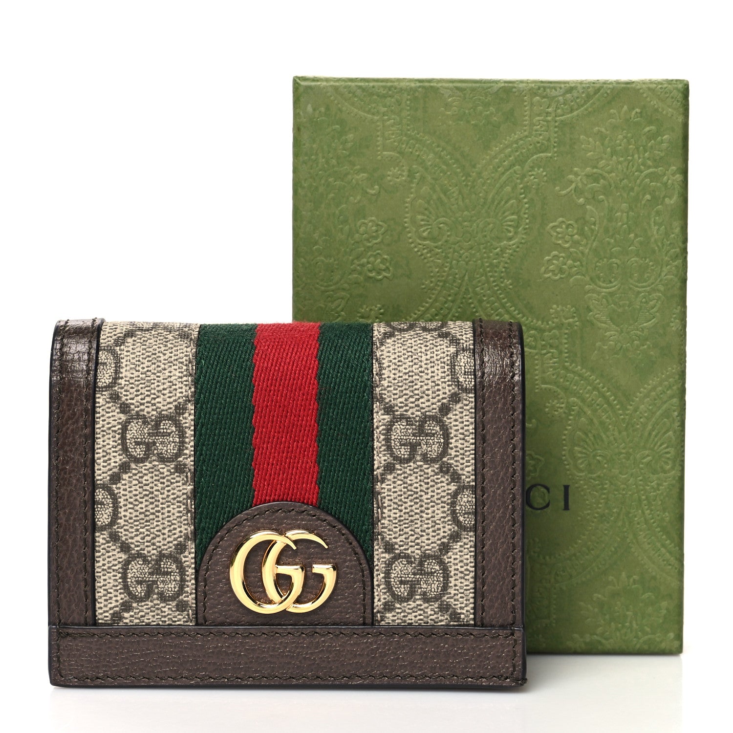 Gucci GG Supreme Monogram Web Ophidia Card Case Beige New Acero 12 of 12