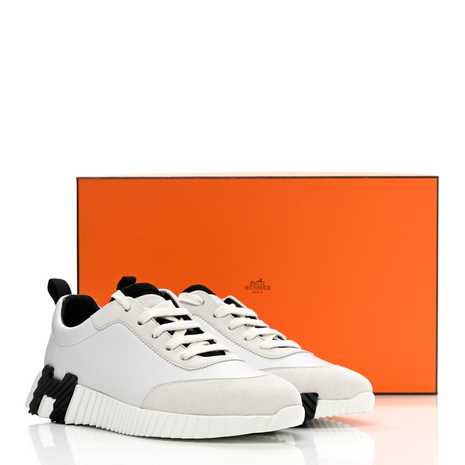 Hermes Goatskin Suede Bouncing Sneakers 38 White 11 of 11