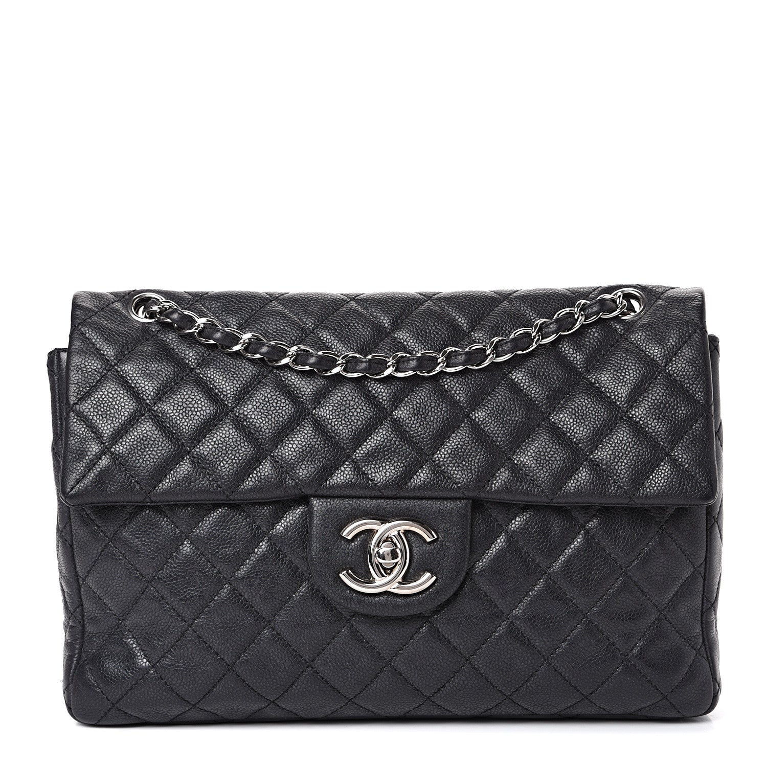 Chanel Washed Caviar Quilted Maxi Single Flap Black 1 of 12