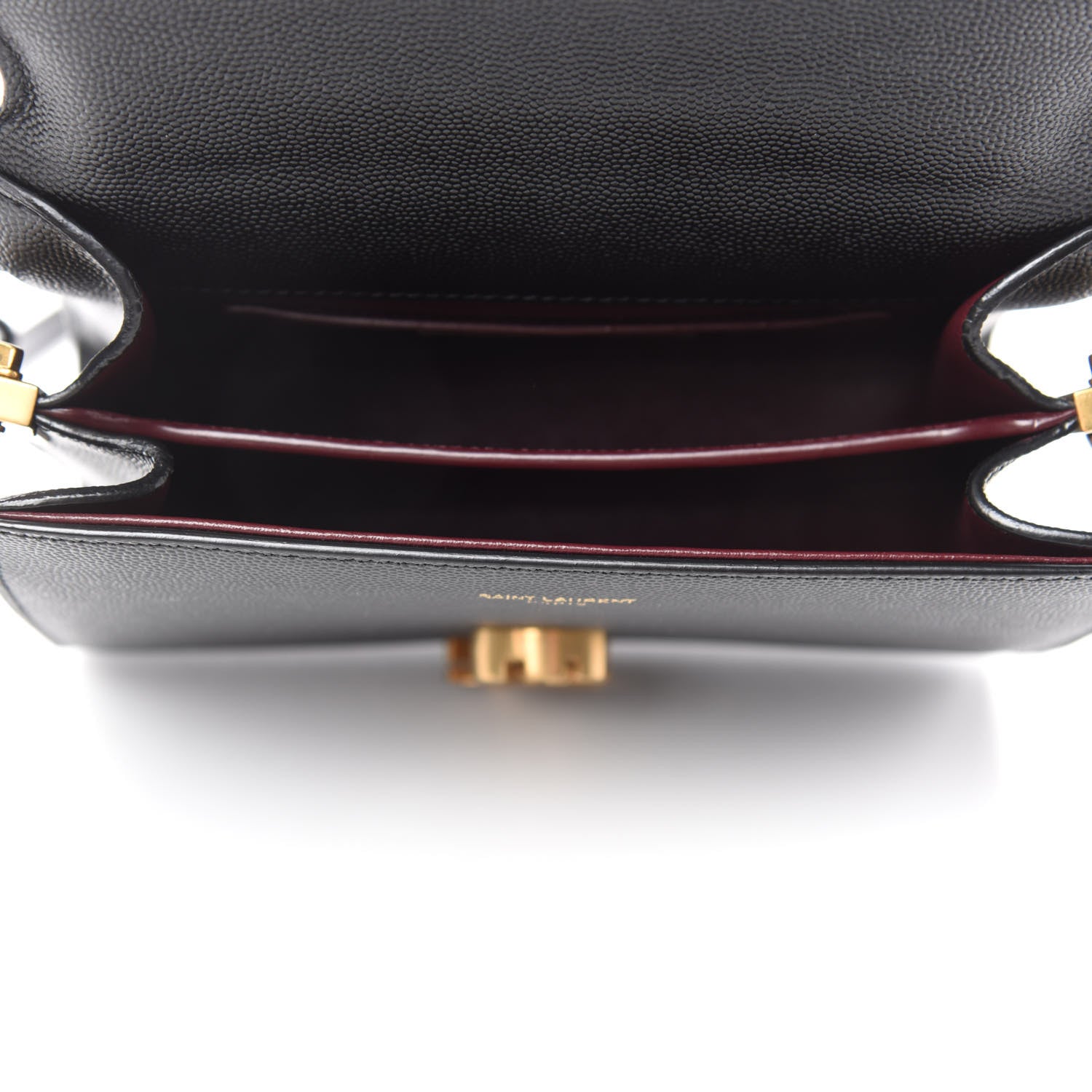 Saint Laurent Grain de Poudre Mini Classic Monogram Cassandra Top Handle Black Rouge Legion 5 of 12