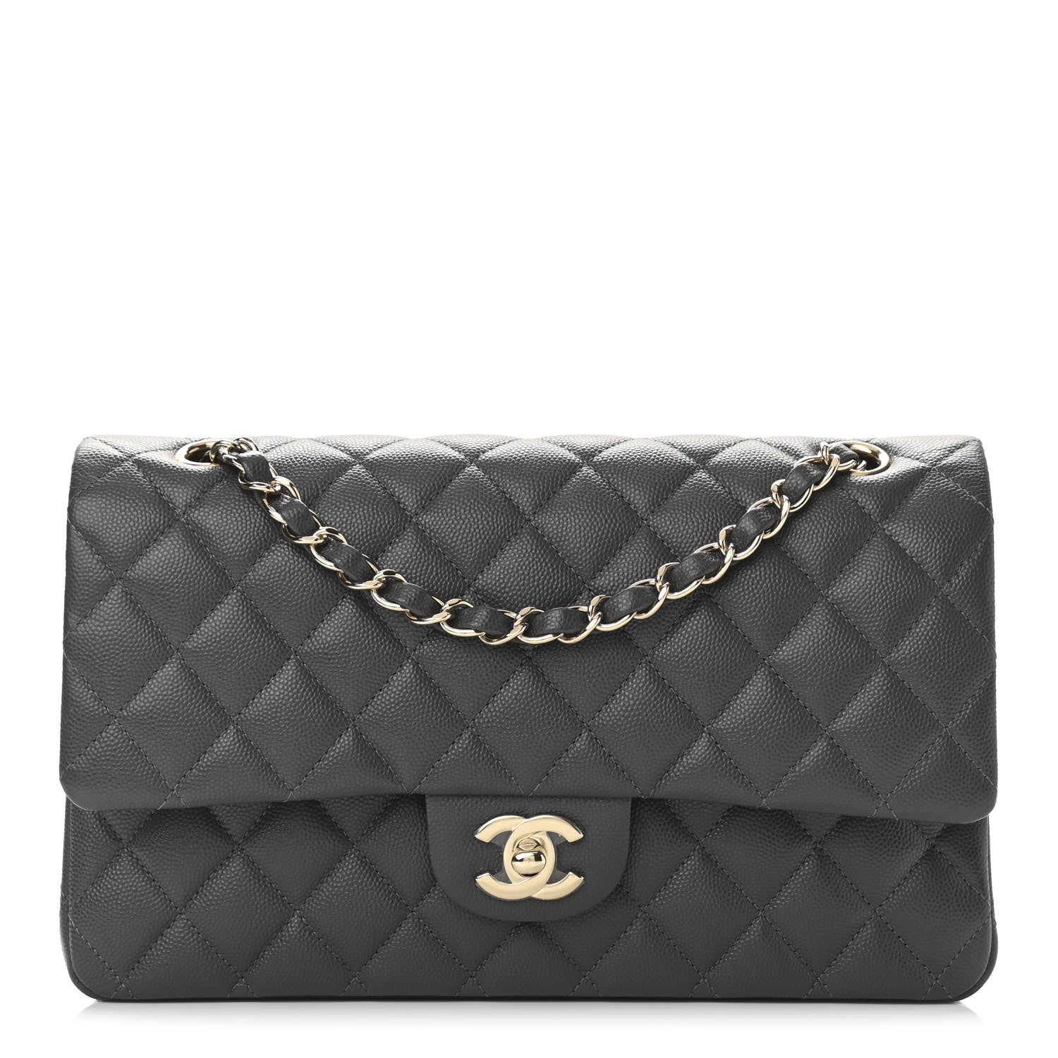 Chanel Caviar Quilted Medium Double Flap Dark Grey 1 of 10
