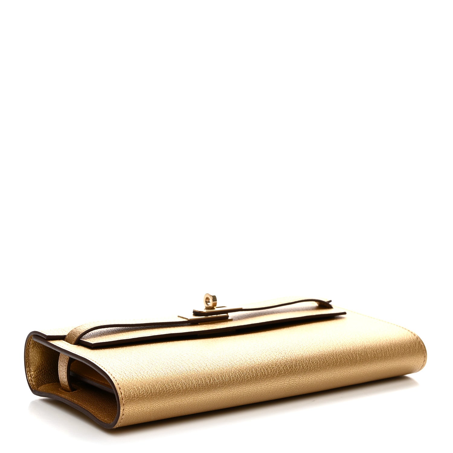 Hermes Metallic Chevre Chamkilight Kelly Wallet To Go Dore 4 of 11