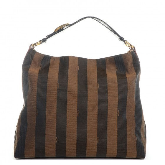 Fendi Pequin Cuoio Vegetale Large Hobo Tobacco Black Cuoio 1 of 10