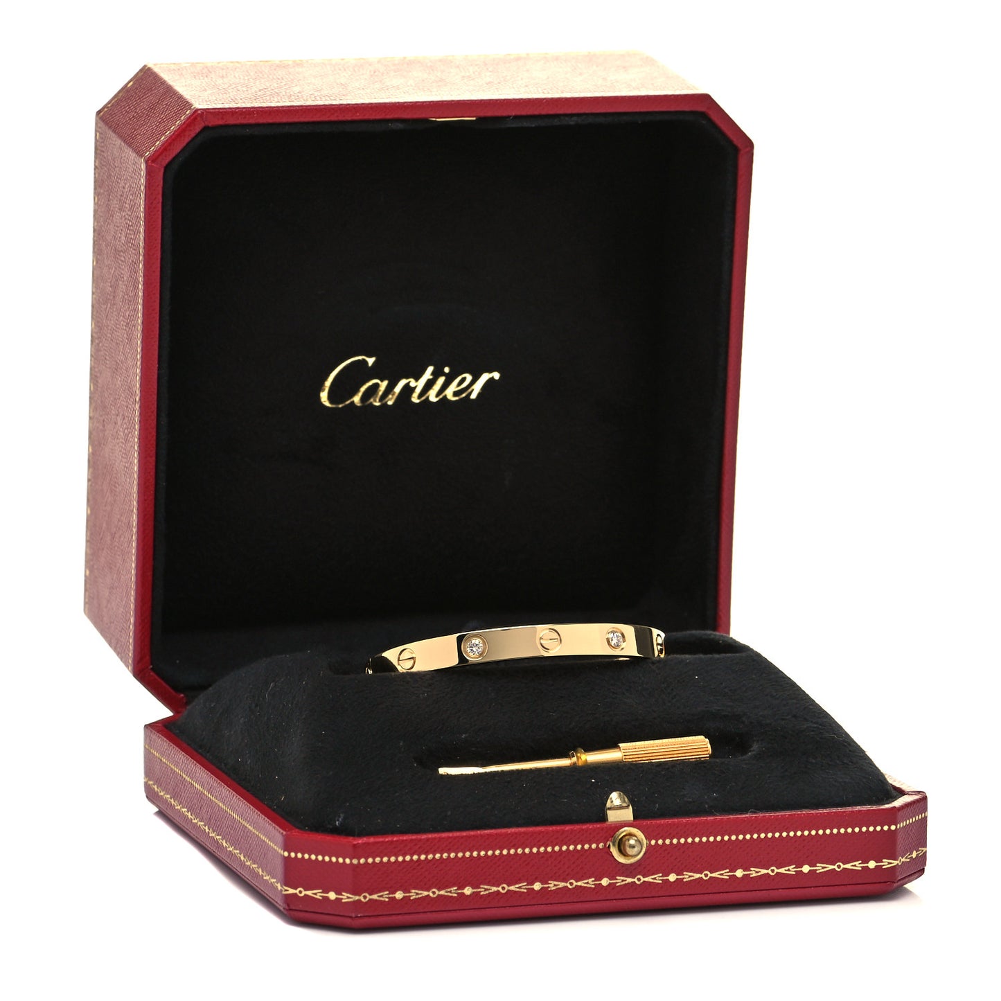 18K Yellow Gold 4 Diamond LOVE Bracelet 16