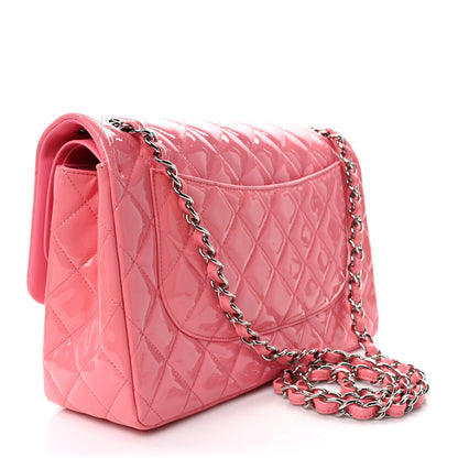 Chanel Patent Quilted Jumbo Double Flap Pink 4 of 10