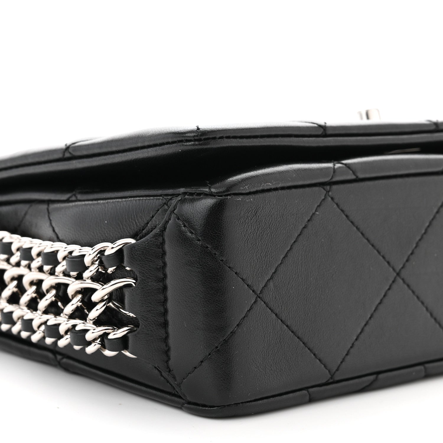Chanel Lambskin Quilted Small Chain Rows Flap Black 9 of 11